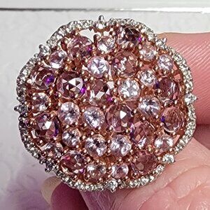 6 carat Silver Amethyst Halo Ring - size 6